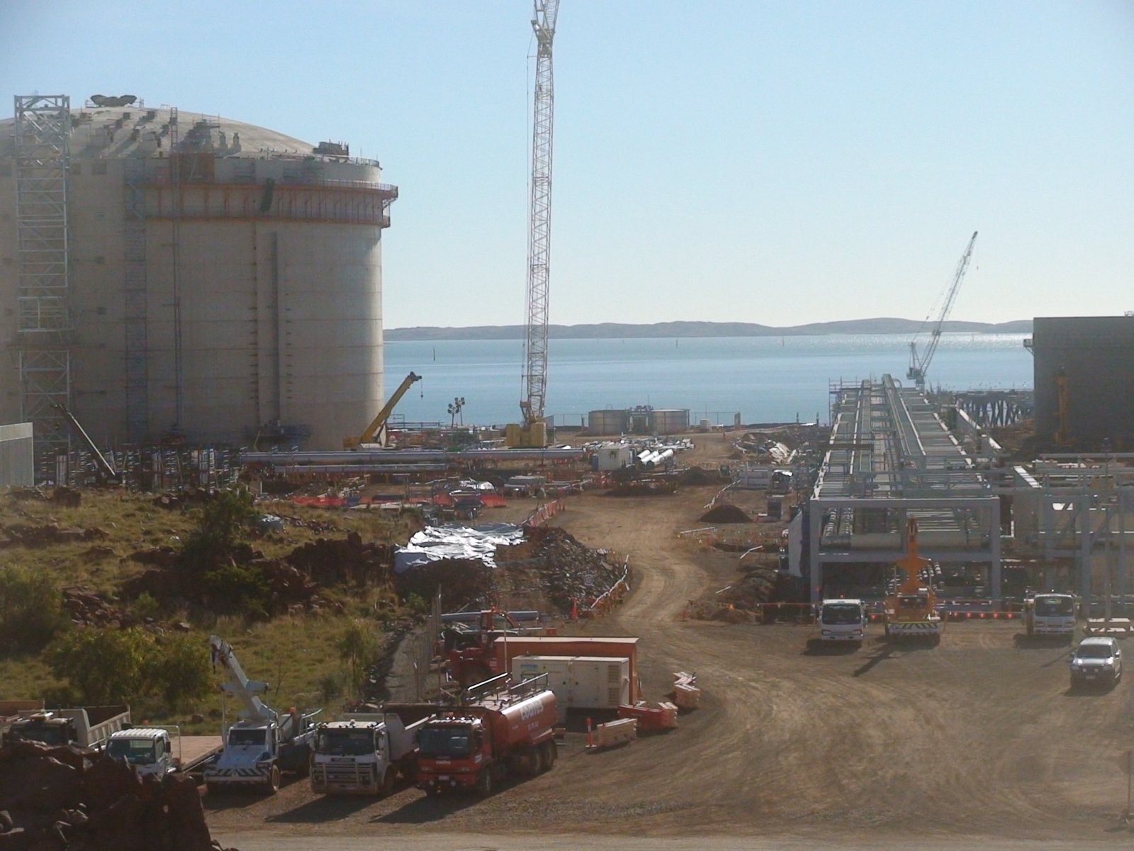 The Pluto LNG plant under construction on the Burrup Peninsula.